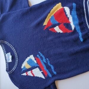 Dean's of Scotland Vintage Navy Sailboat Sweater M